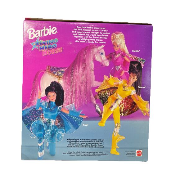 Vintage Barbie Flying Hero Horse 1995 Mattel #14265 Pink Mane Sparkle Wings NIB - Picture 2 of 7